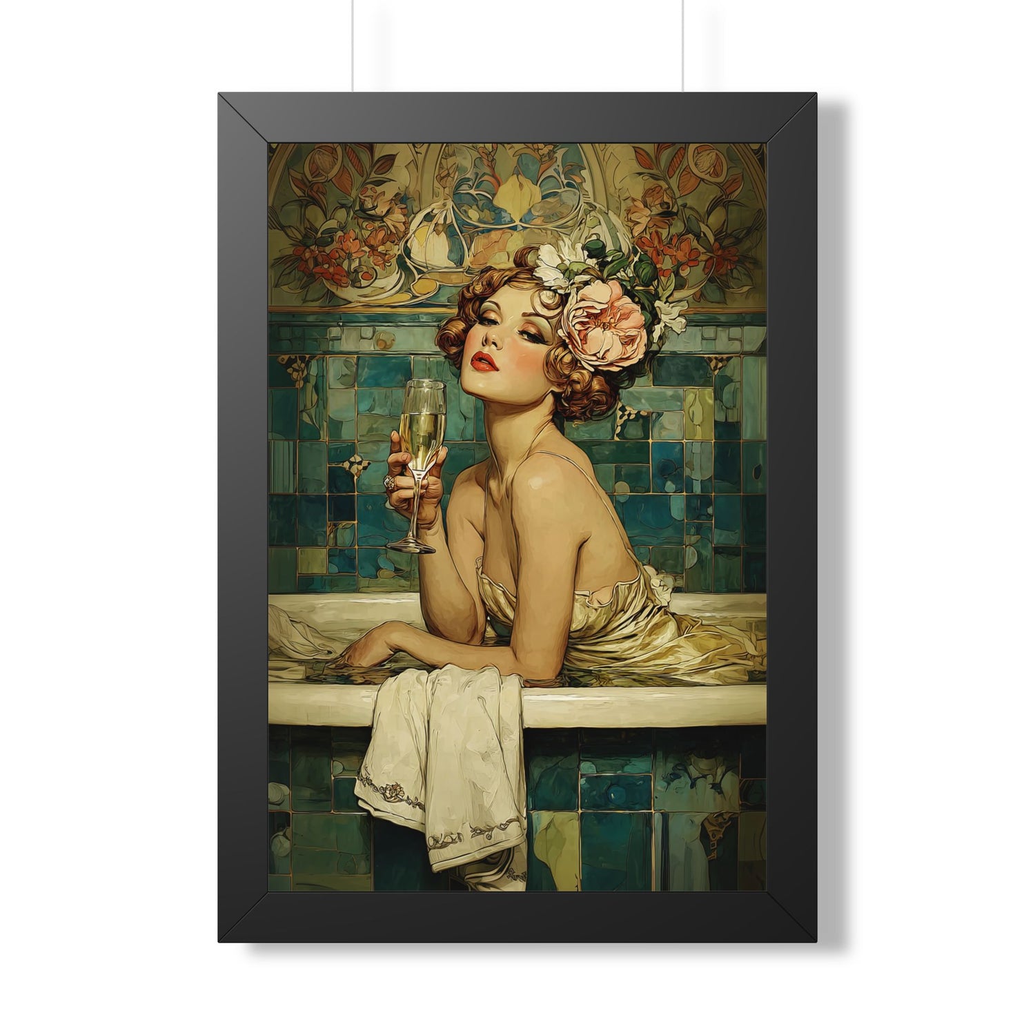 Framed Paper Print - Champagne Bathtub Coquette