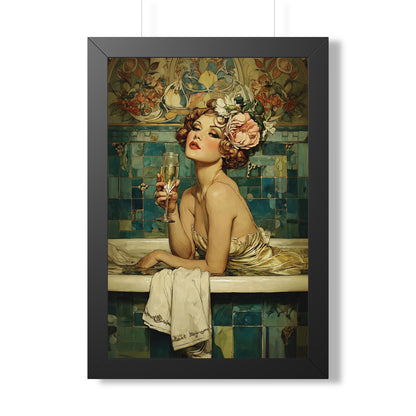 Framed Paper Print - Champagne Bathtub Coquette