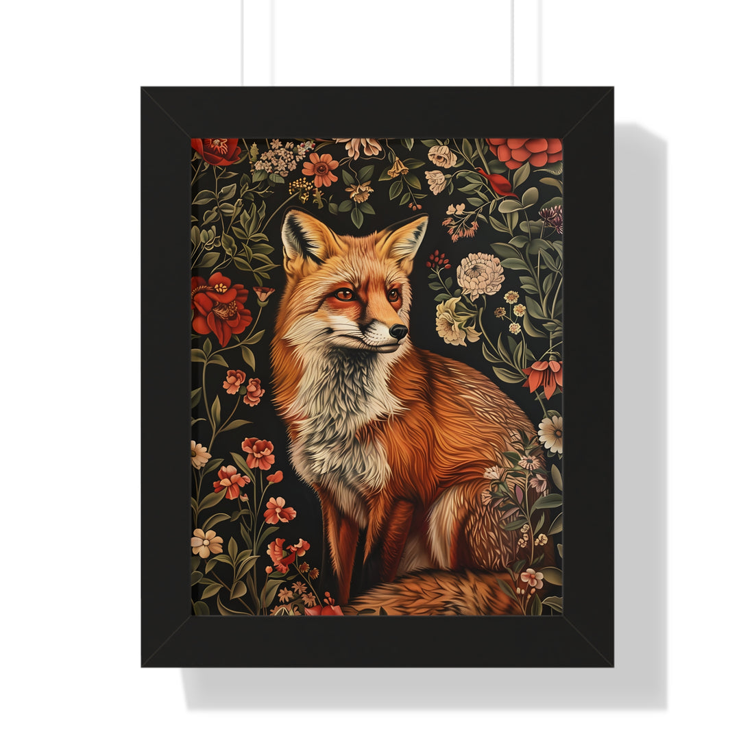 Framed Paper Print - Fox Amongst Floral Whimsy