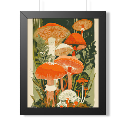Framed Paper Print - Groovy Woodland Mushrooms