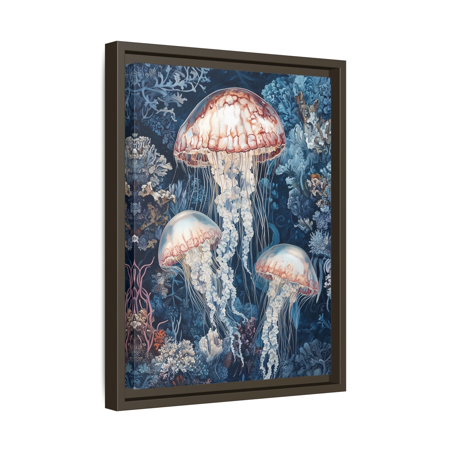 Framed Canvas - Ethereal Ocean Jellyfish