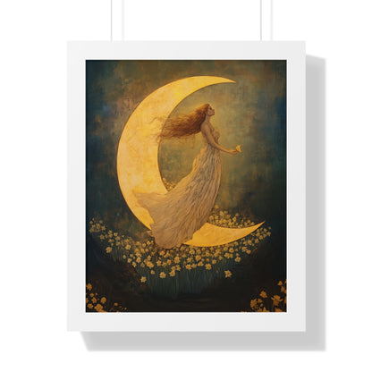 Framed Paper Print - Moonlit Dreamer with Daffodils