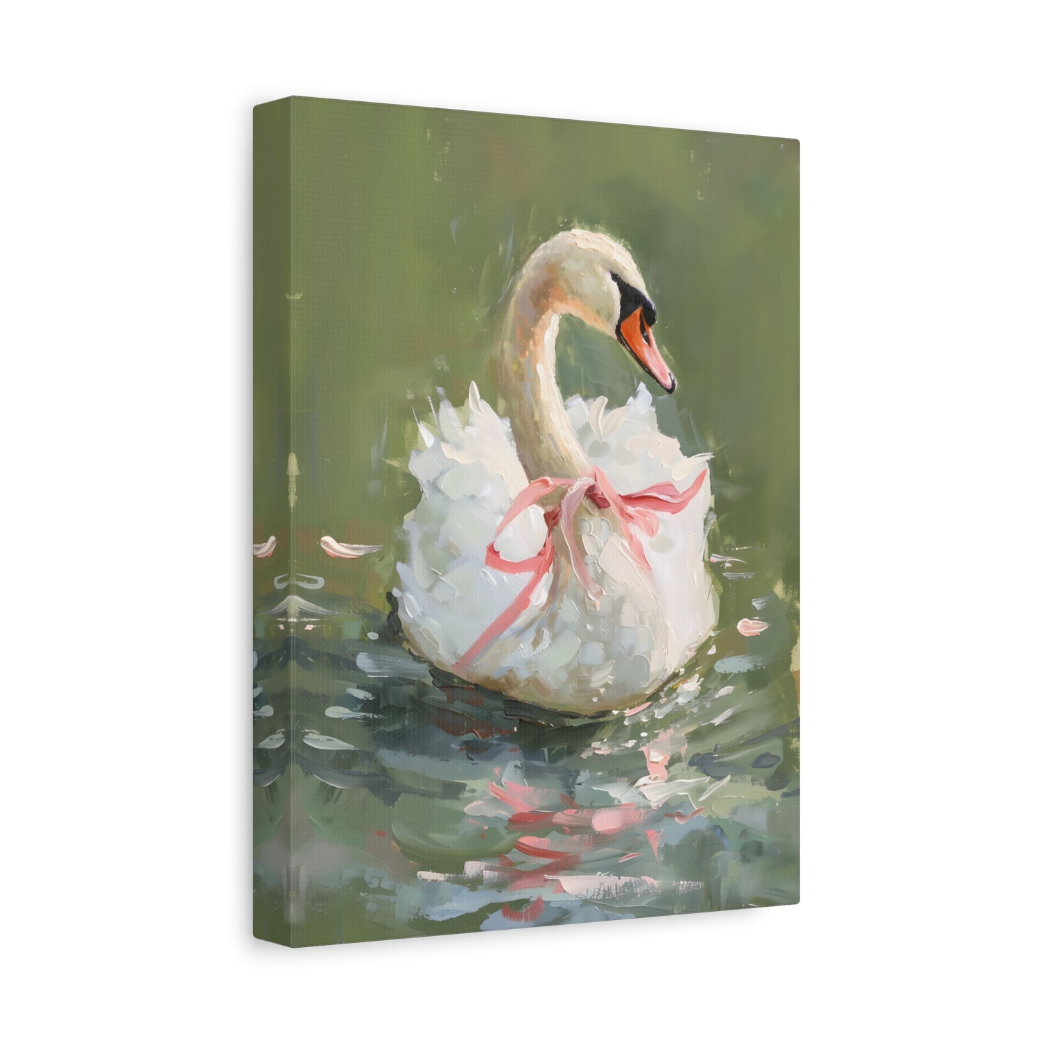 1.25" Matte Canvas - Ballet Swan in Pink Bow