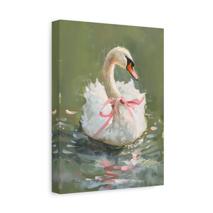 1.25" Matte Canvas - Ballet Swan in Pink Bow