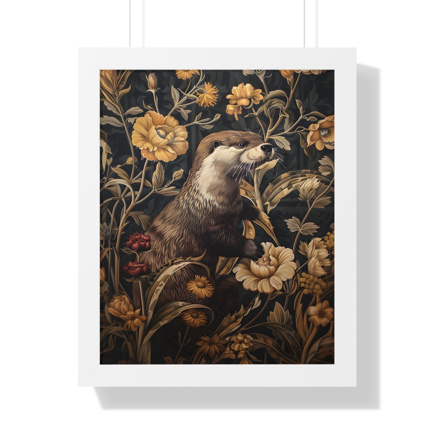 Framed Paper Print - Otter in Floral Paradise