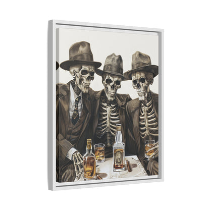 Framed Canvas - Skeleton Whiskey Gentlemen