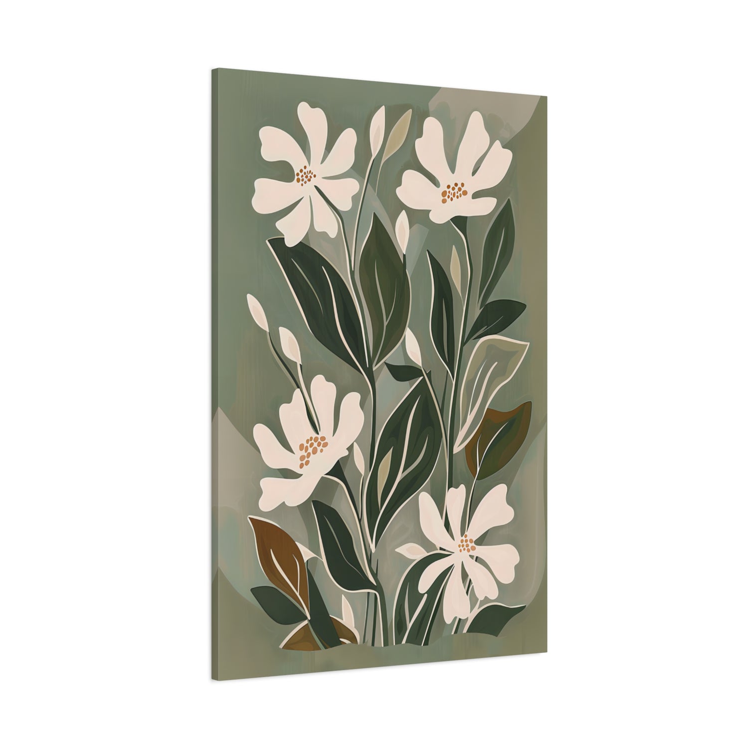 1.25" Matte Canvas - Cream Blooms on Sage Leaves