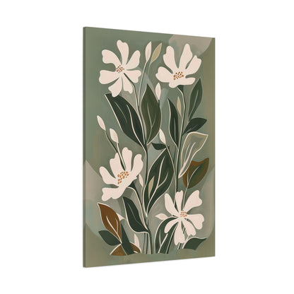 1.25" Matte Canvas - Cream Blooms on Sage Leaves
