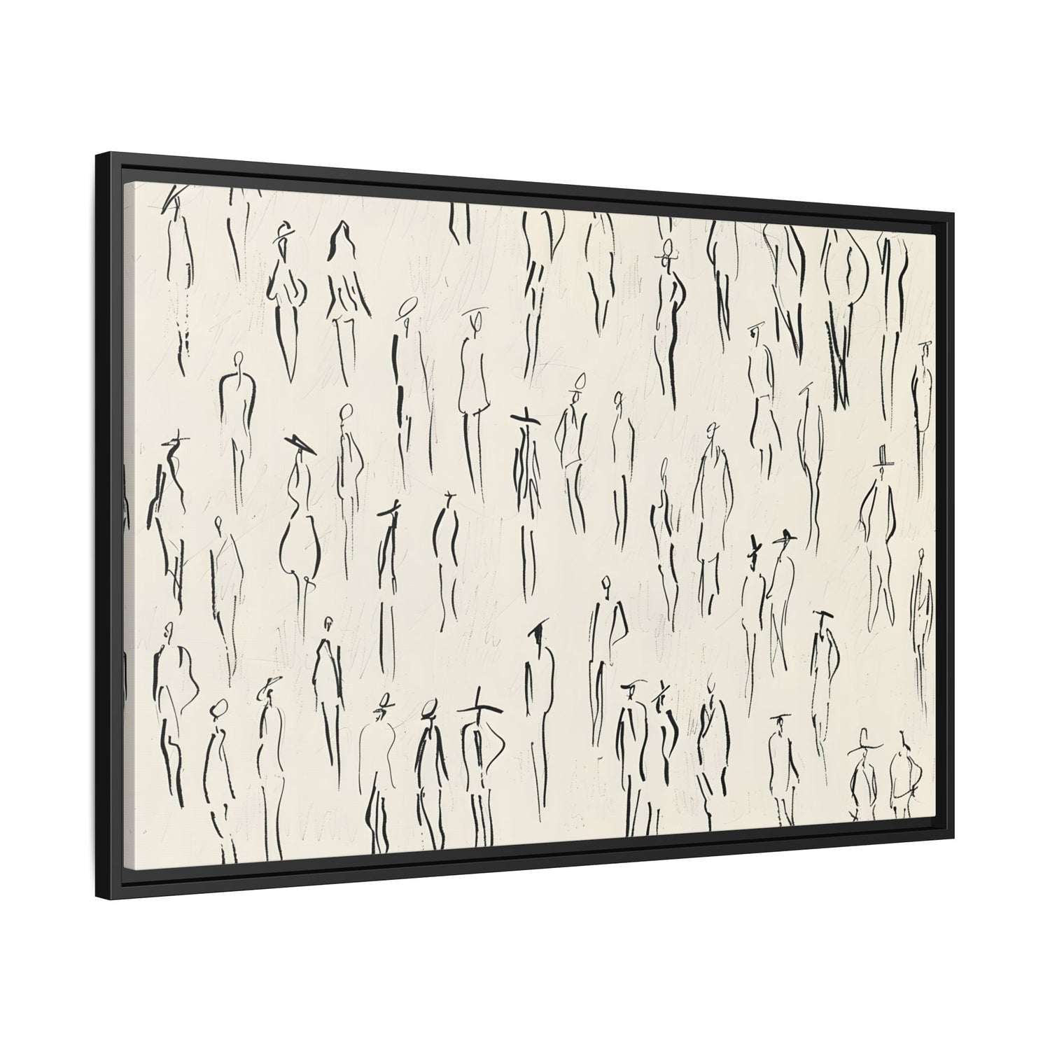 Framed Canvas - Crowd in Motion Linework