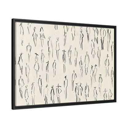 Framed Canvas - Crowd in Motion Linework