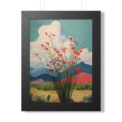 Framed Paper Print - Ocotillo Cactus Desert Bloom