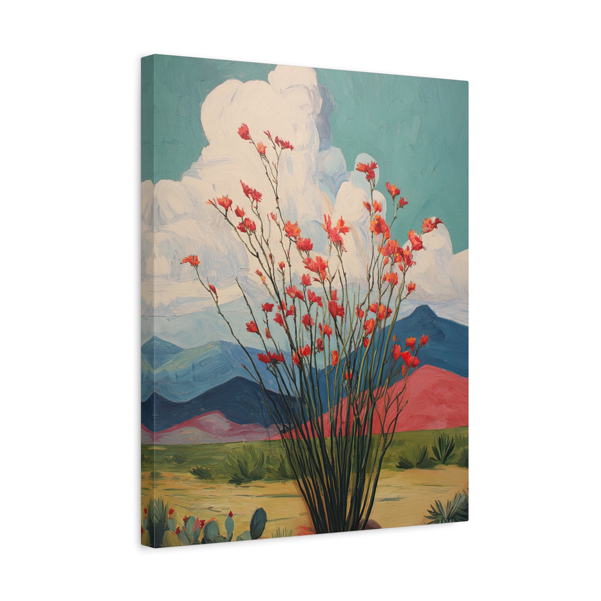 1.25" Matte Canvas - Ocotillo Cactus Desert Bloom