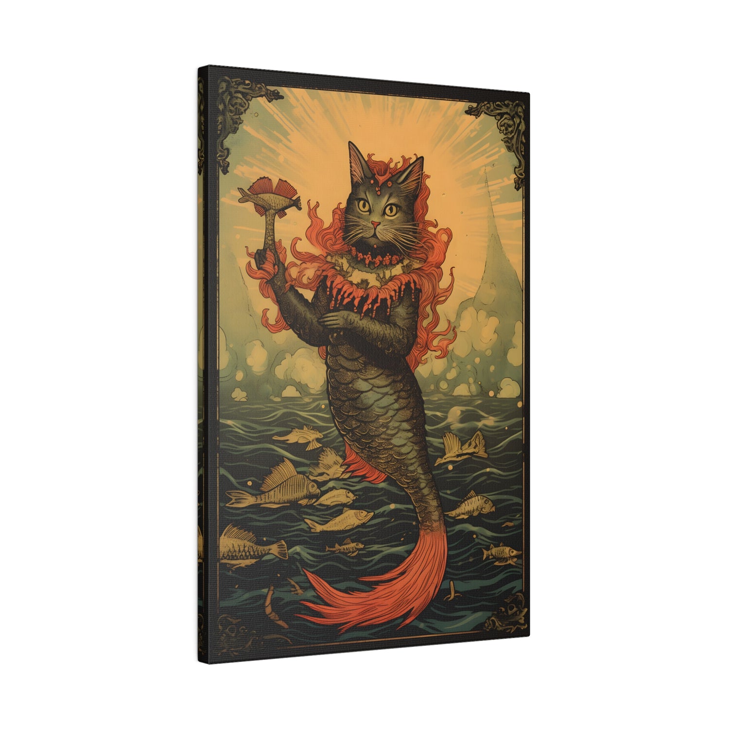 .75&quot; Matte Canvas - Fiery Feline of the Sea