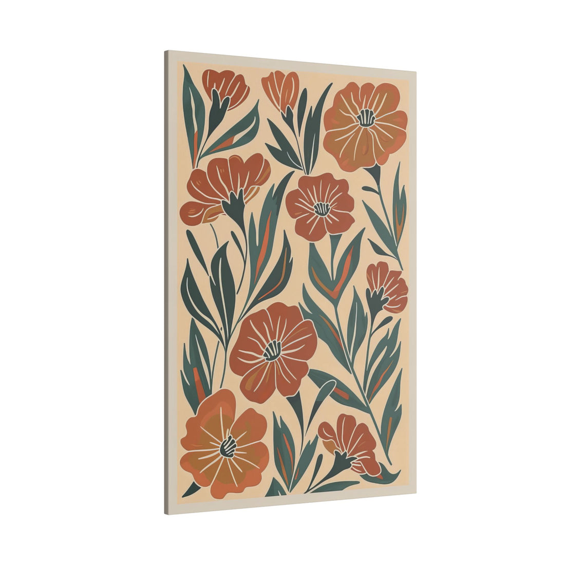 .75&quot; Matte Canvas - Burnt Orange Boho Blossoms