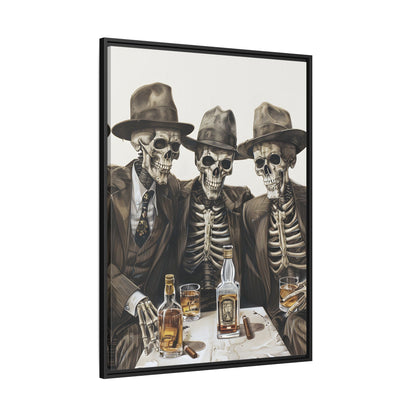 Framed Canvas - Skeleton Whiskey Gentlemen