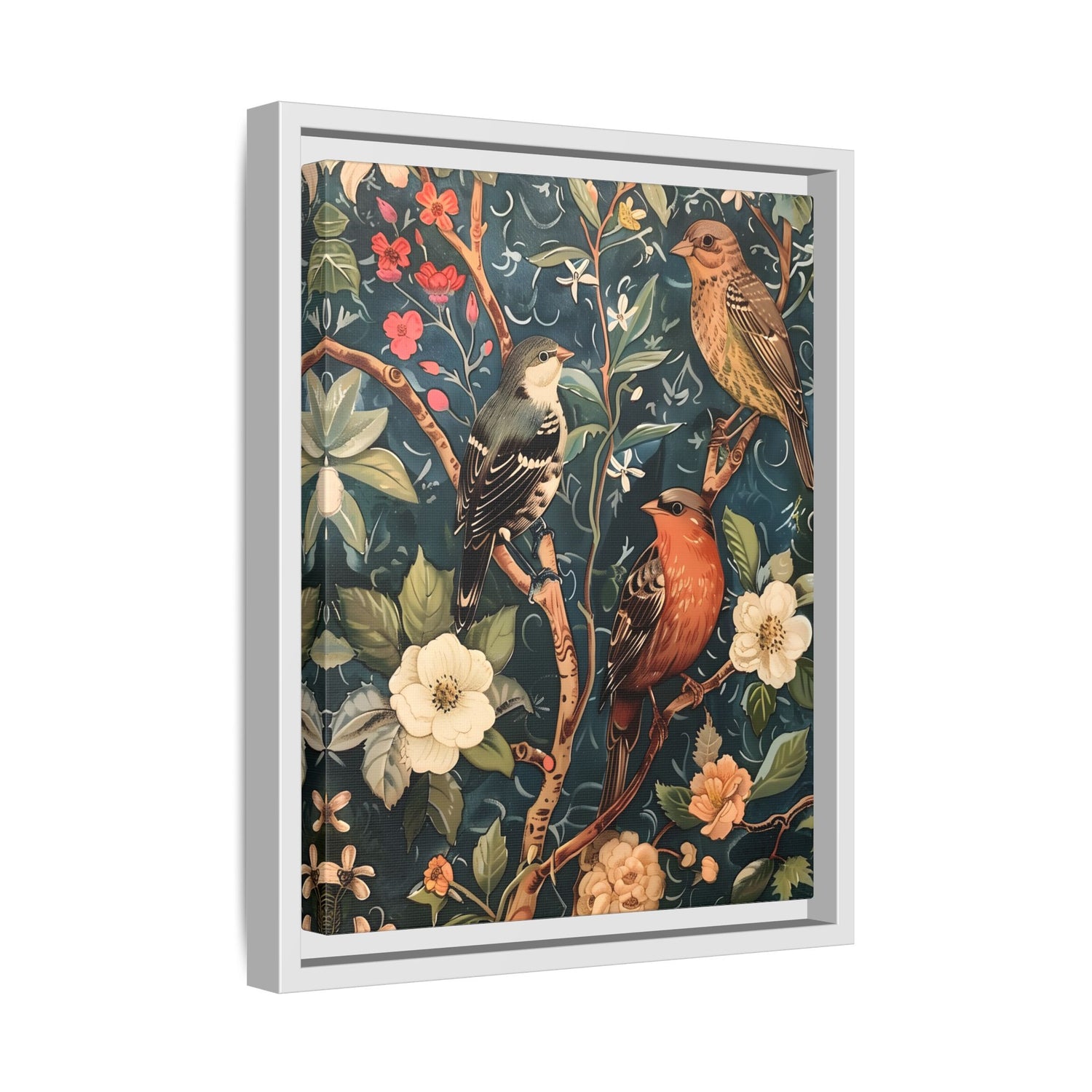 Framed Canvas - Robin and Sparrow Symphony