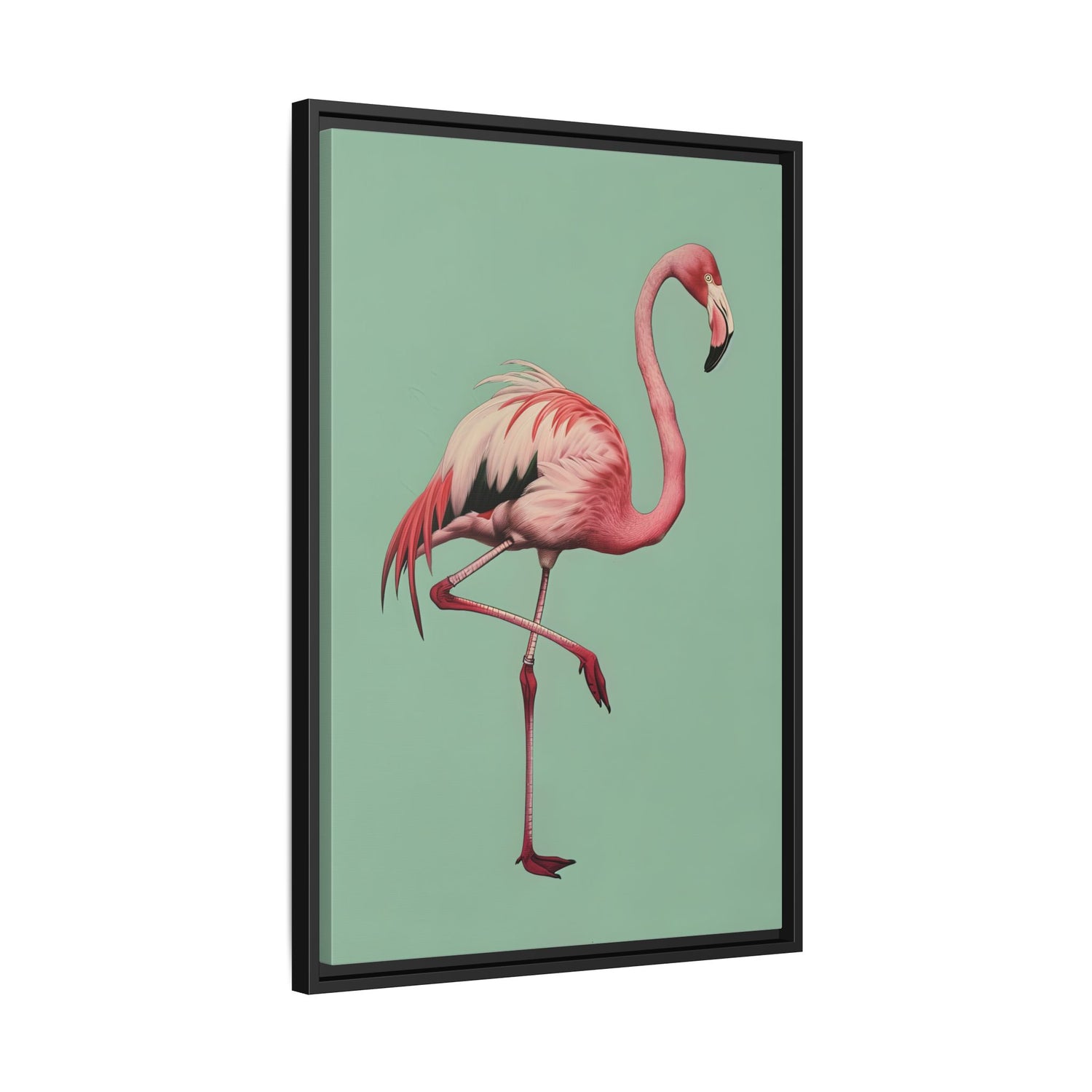 Framed Canvas - Pink Flamingo Tropical