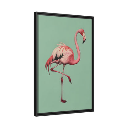 Framed Canvas - Pink Flamingo Tropical