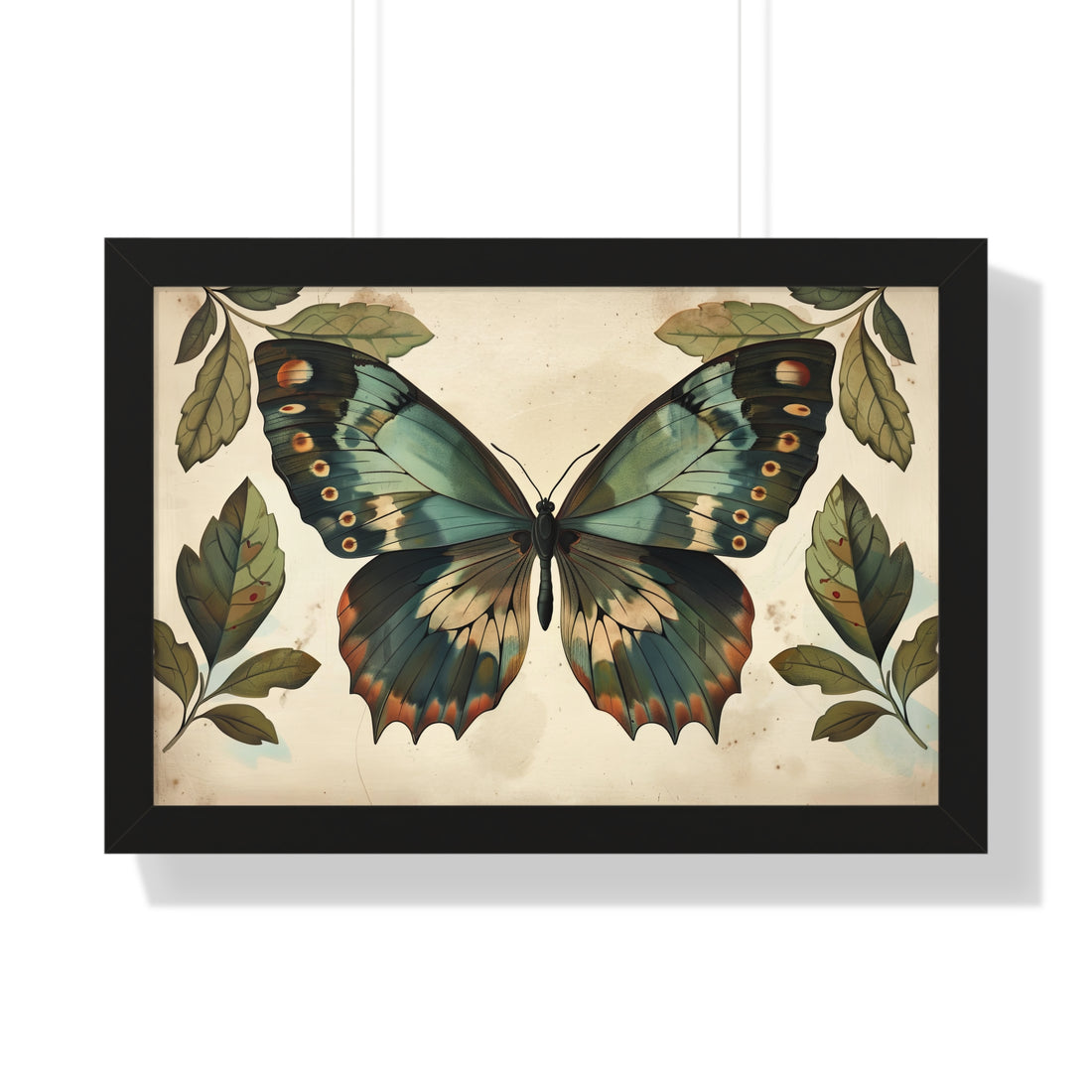 Framed Paper Print - Vintage Iridescent Butterfly Bloom