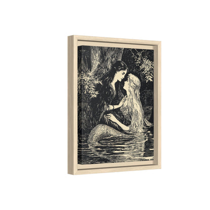 Framed Canvas - Mermaid Fairy Midnight Kiss