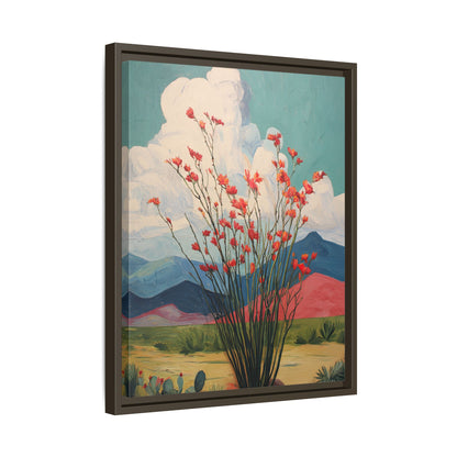 Framed Canvas - Ocotillo Cactus Desert Bloom