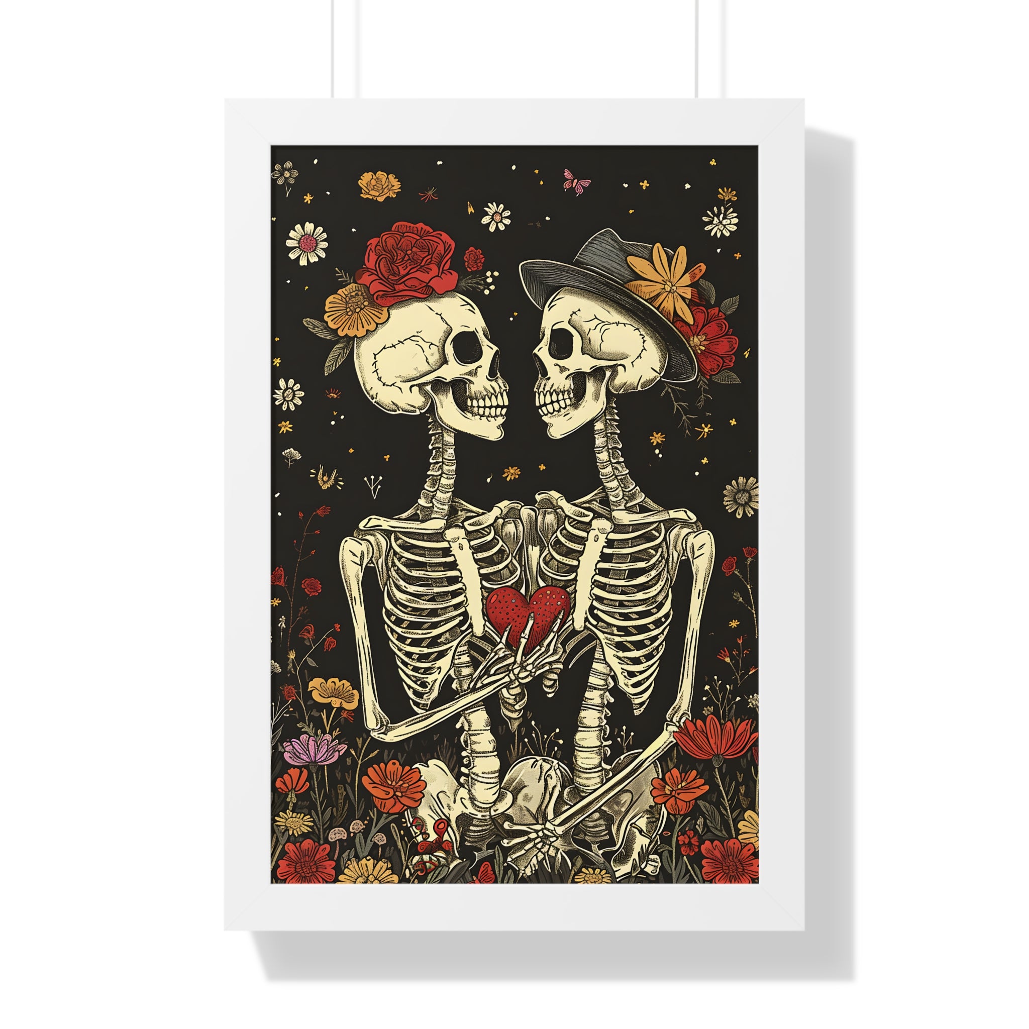 Framed Paper Print - Eternal Love Skeletons