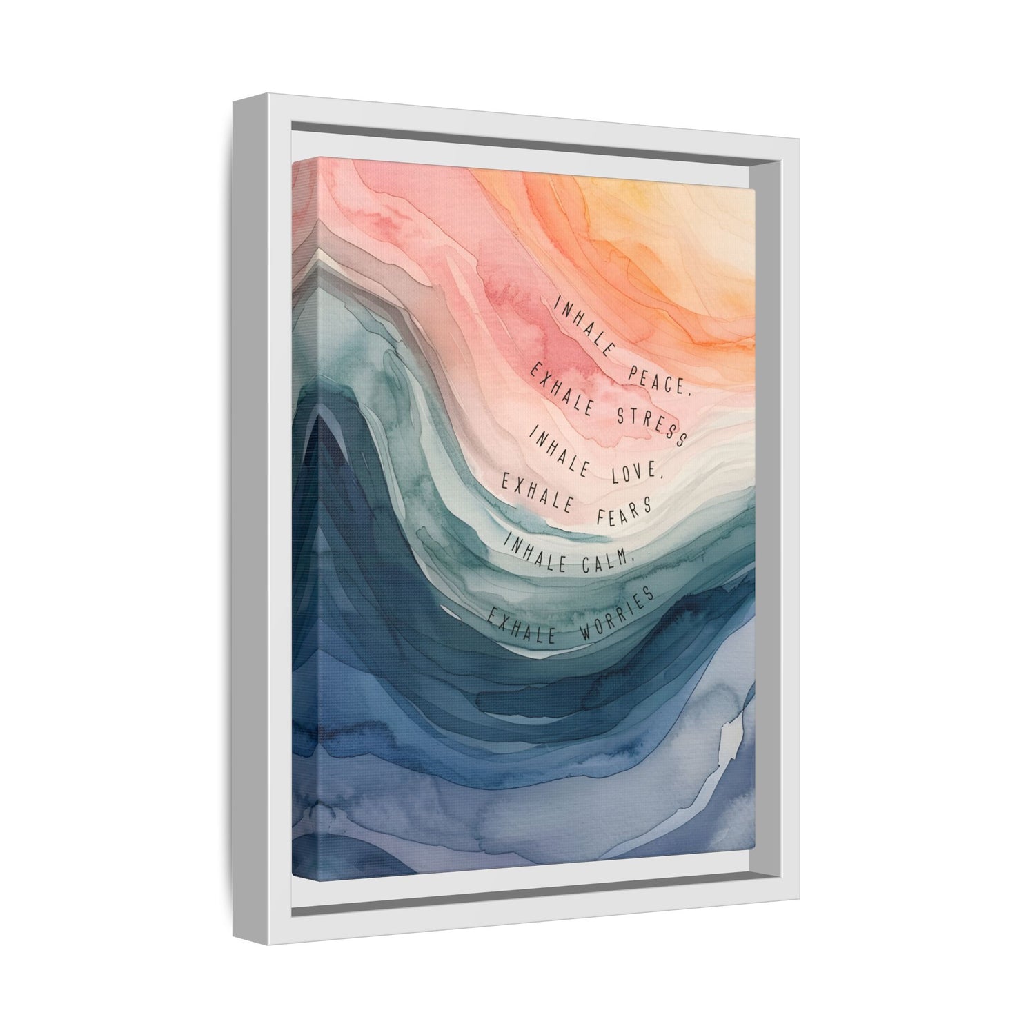 Framed Canvas - Inhale Exhale Watercolor Calm