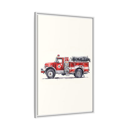 Framed Canvas - Classic Pumper Firetruck