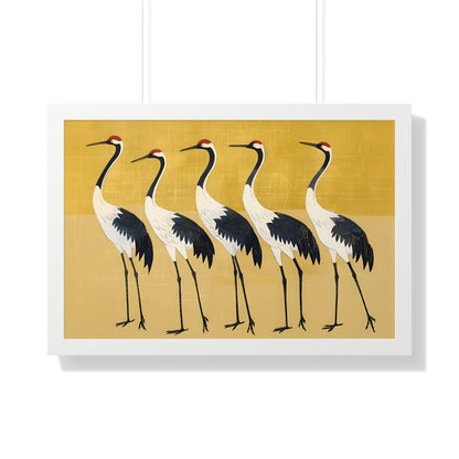 Framed Paper Print - Golden Parade of Cranes