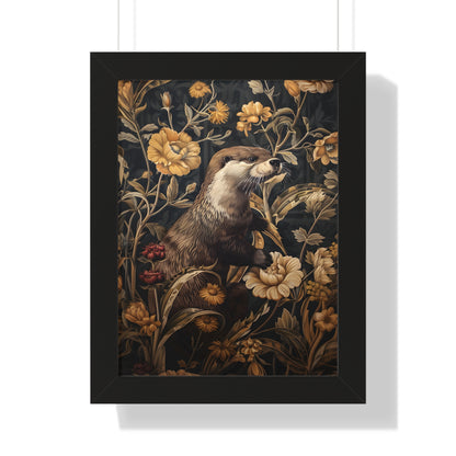 Framed Paper Print - Otter in Floral Paradise