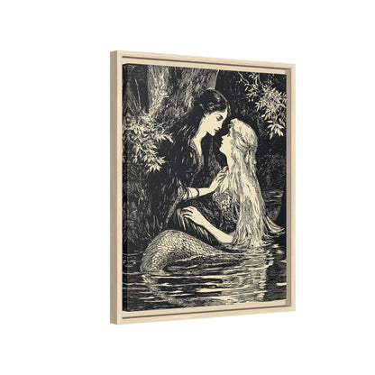 Framed Canvas - Mermaid Fairy Midnight Kiss