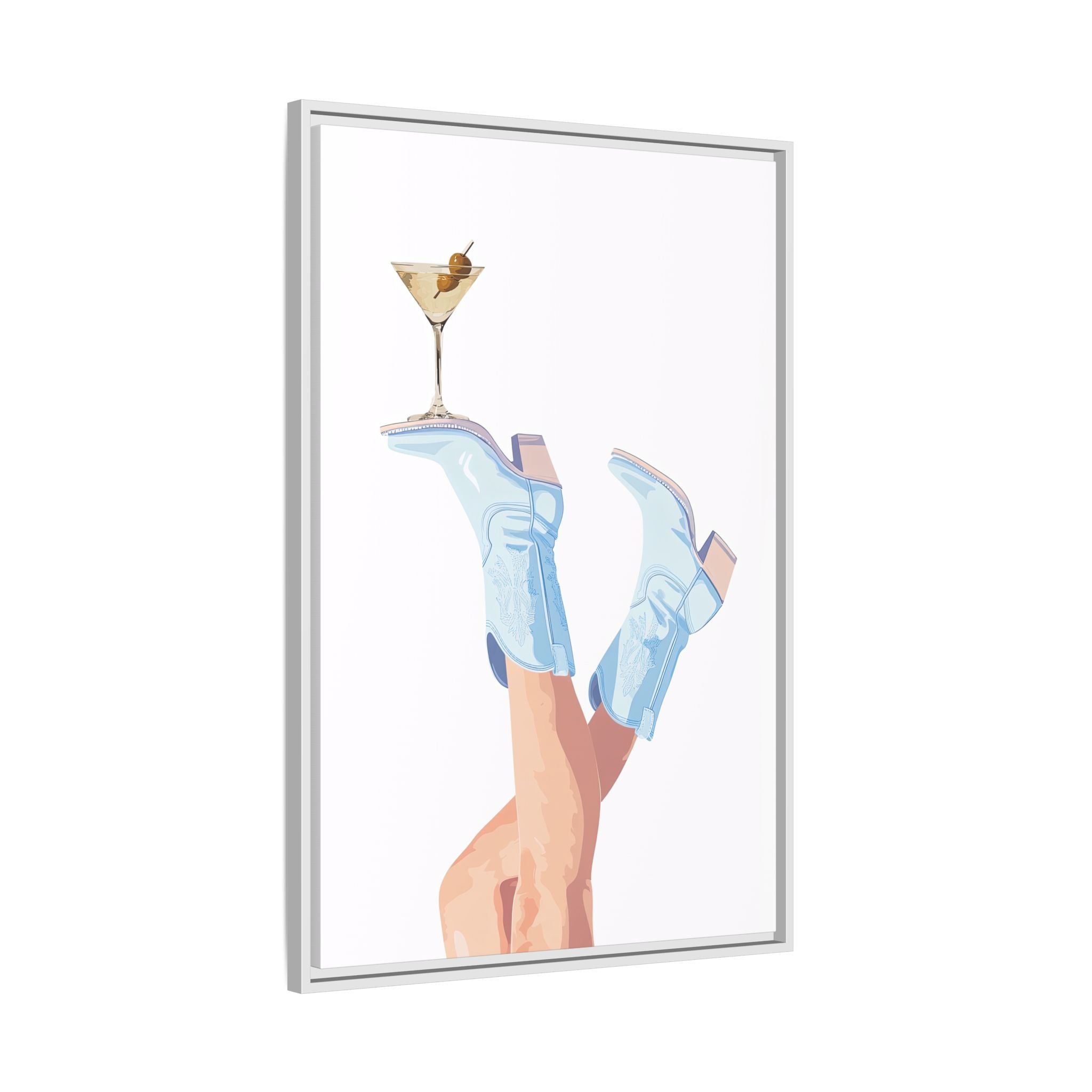 Framed Canvas - Boots Up, Cheers Babe