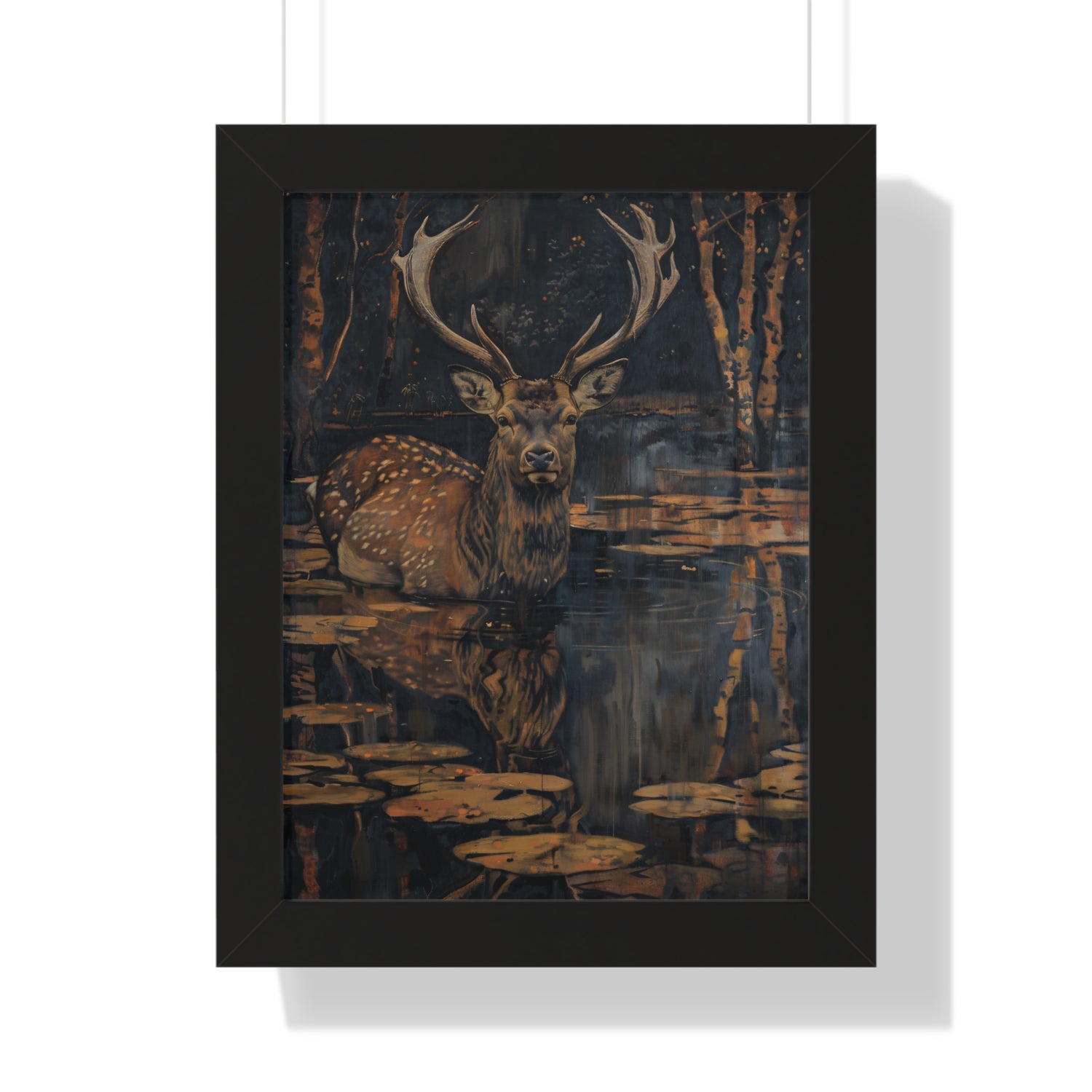 Framed Paper Print - Twilight Stag Reflection