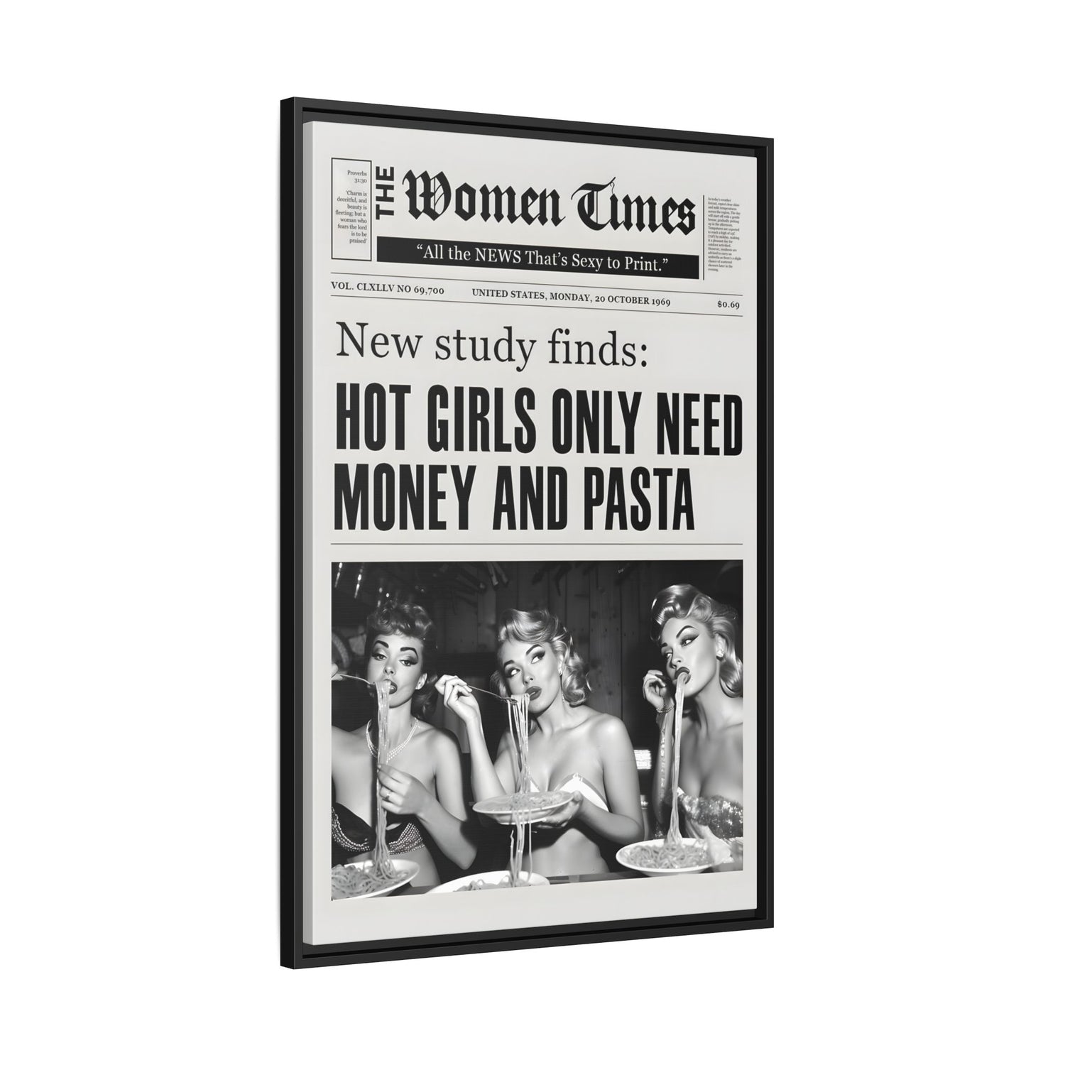 Framed Canvas - Retro Pasta Gazette