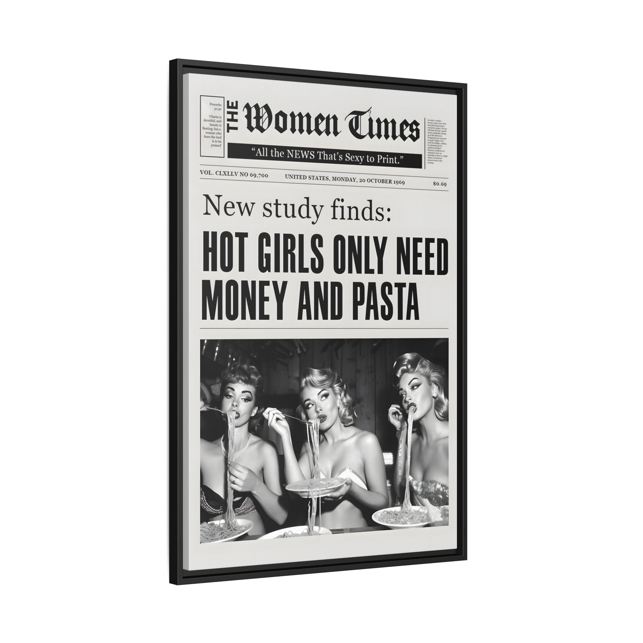 Framed Canvas - Retro Pasta Gazette