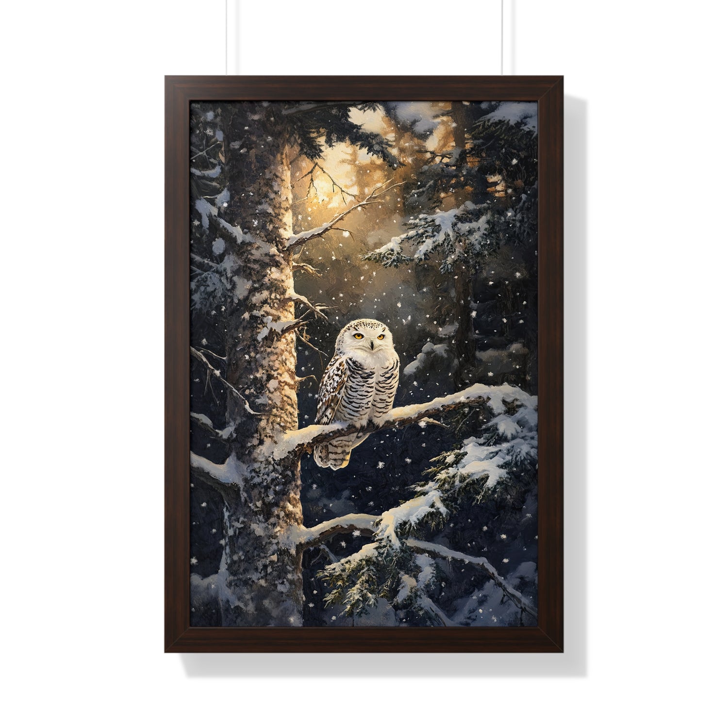 Framed Paper Print - Silent Gaze Snow Owl
