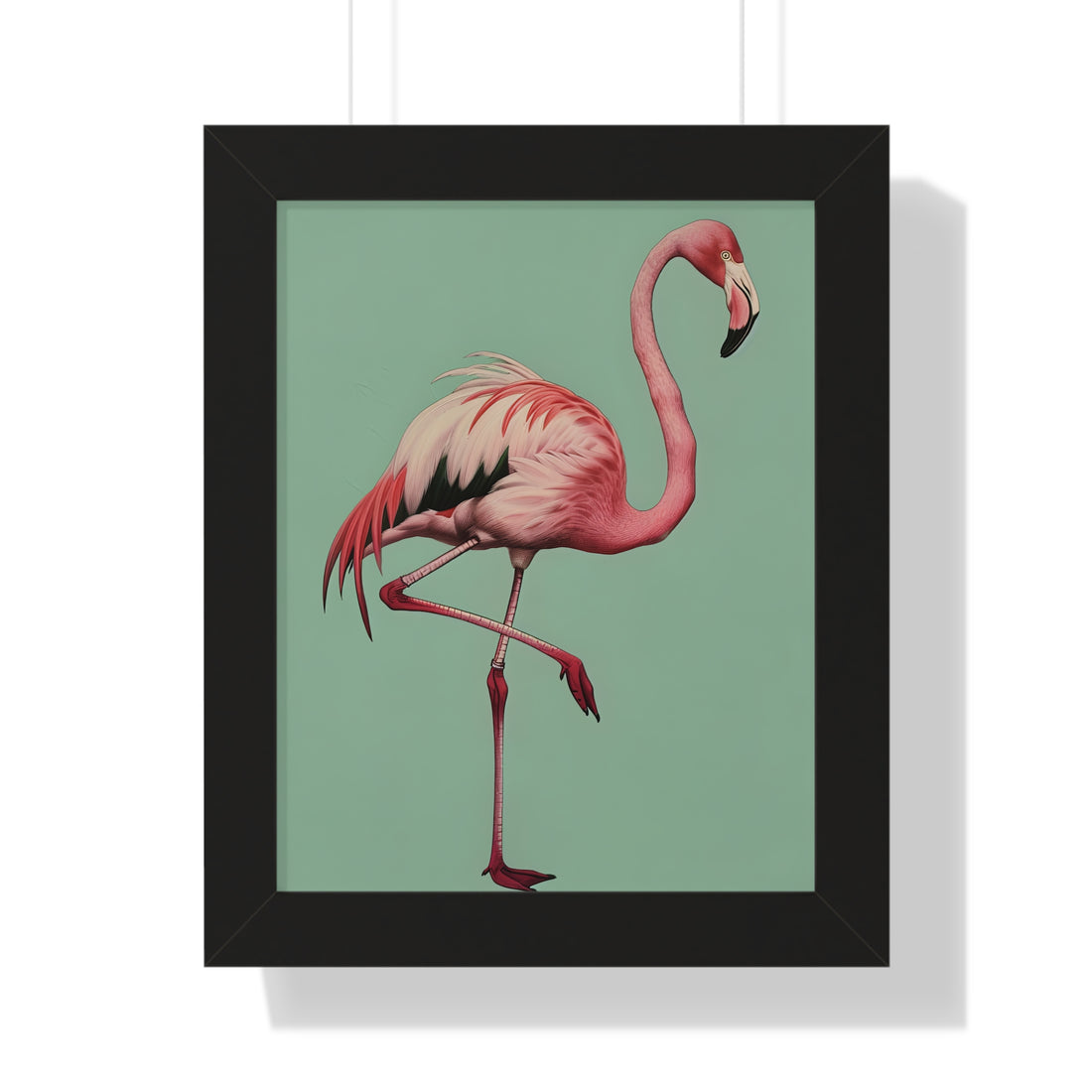 Framed Paper Print - Pink Flamingo Tropical