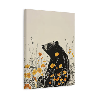 1.25" Matte Canvas - Black Bear in Wildflowers