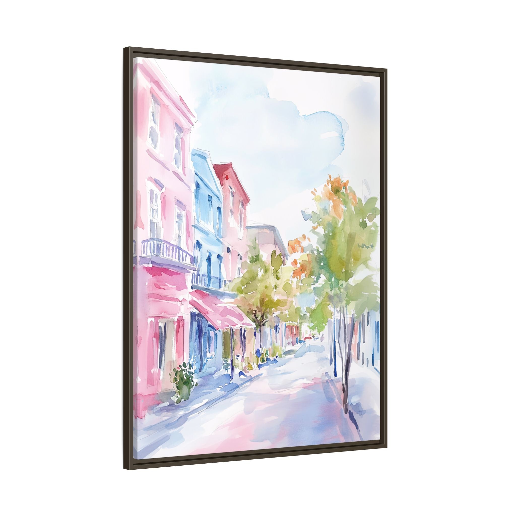 Framed Canvas - Pastel Charleston Street Scene