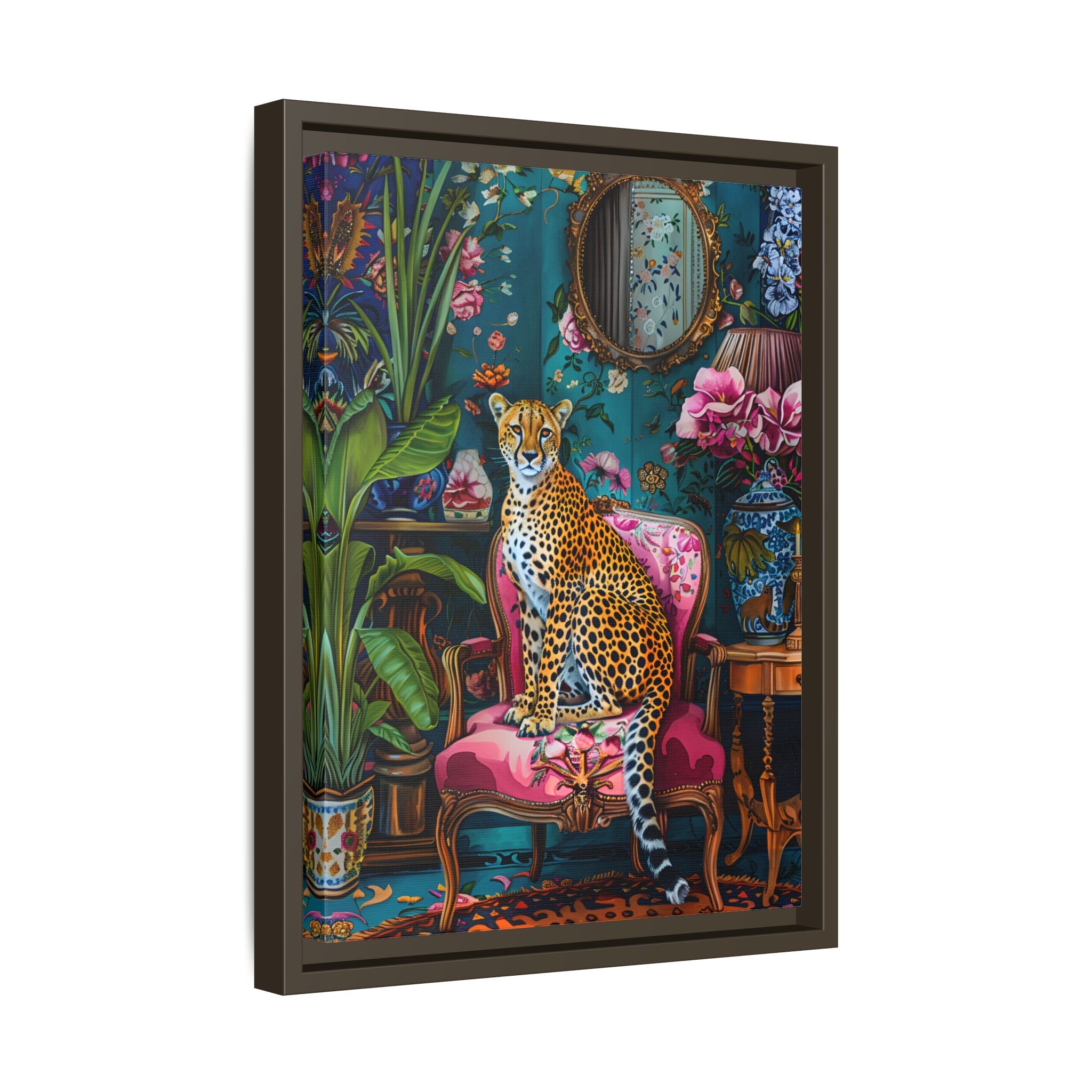 Framed Canvas - Regal Cheetah Reverie