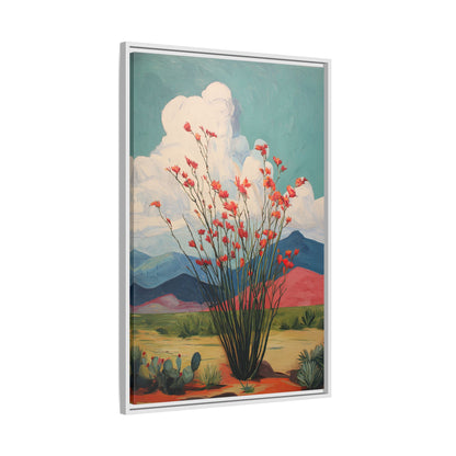 Framed Canvas - Ocotillo Cactus Desert Bloom