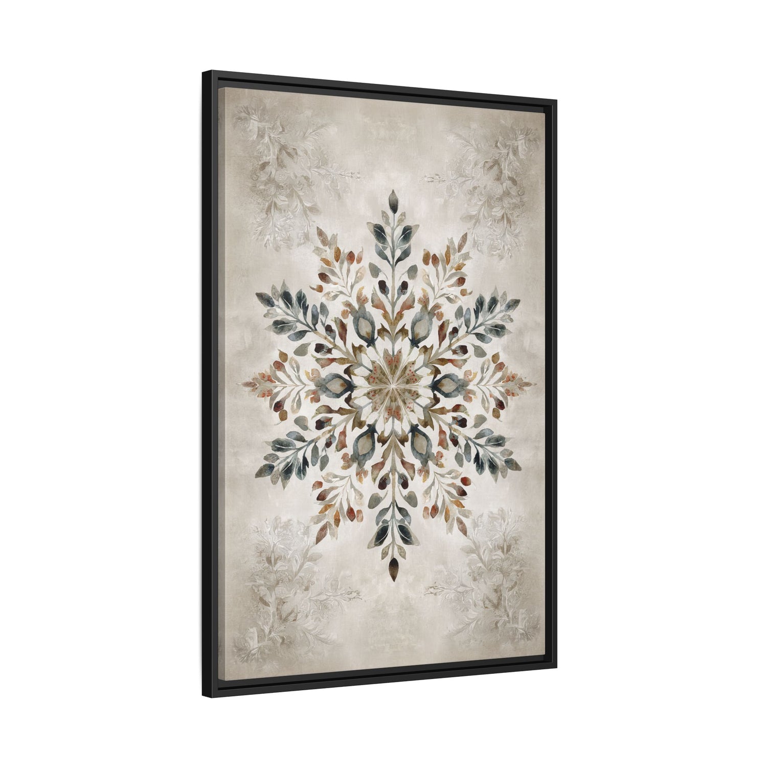 Framed Canvas - Nordic Botanical Snowflake