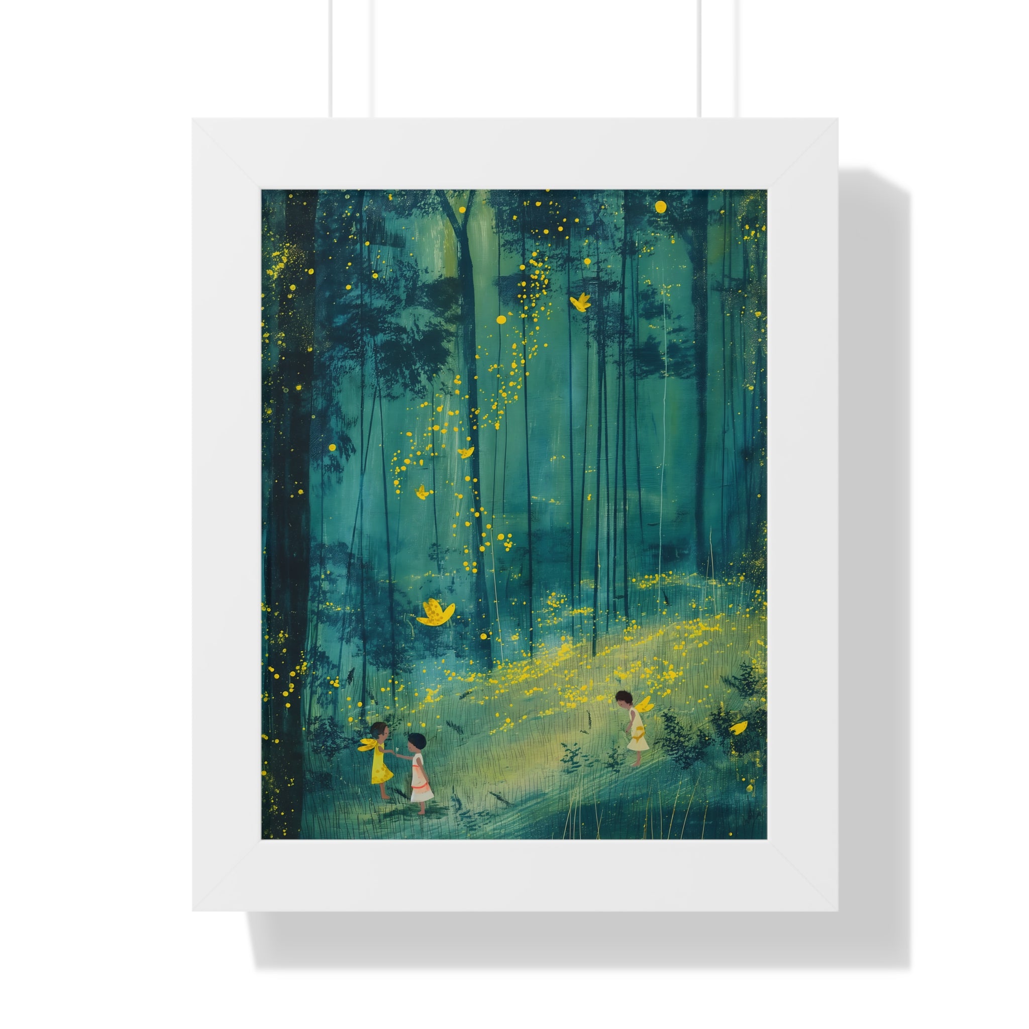 Framed Paper Print - Enchanted Firefly Forest