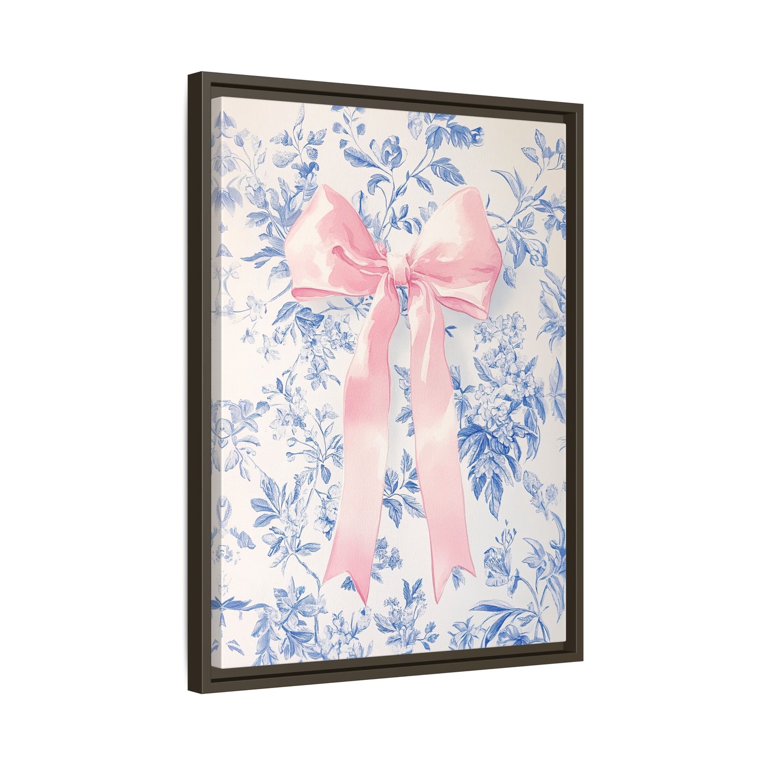 Framed Canvas - Pink Bow Floralscape