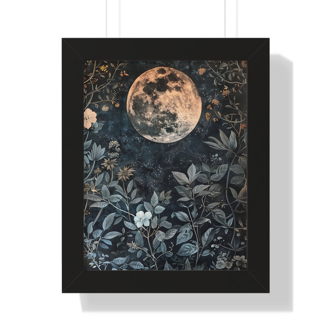 Framed Paper Print - Midnight Moonlit Garden