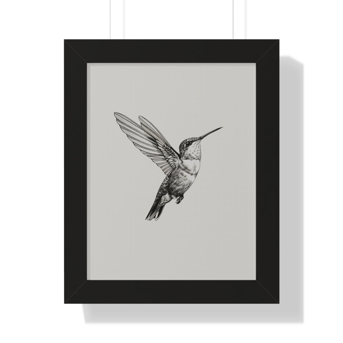 Framed Paper Print - Flying Hummingbird Line Study
