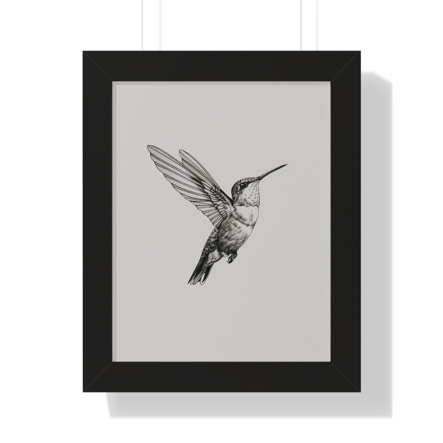 Framed Paper Print - Flying Hummingbird Line Study