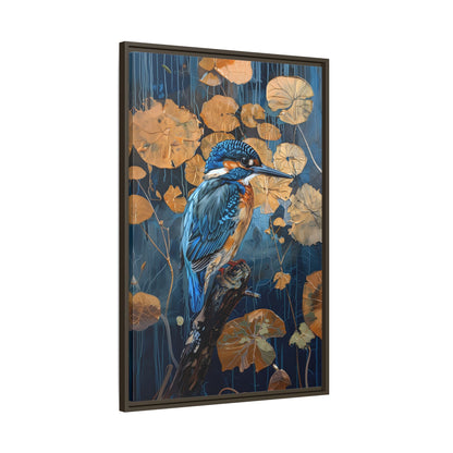 Framed Canvas - Golden Leaves Kingfisher