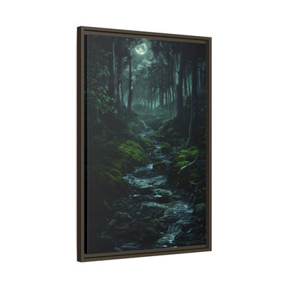 Framed Canvas - Moonlit Forest Stream