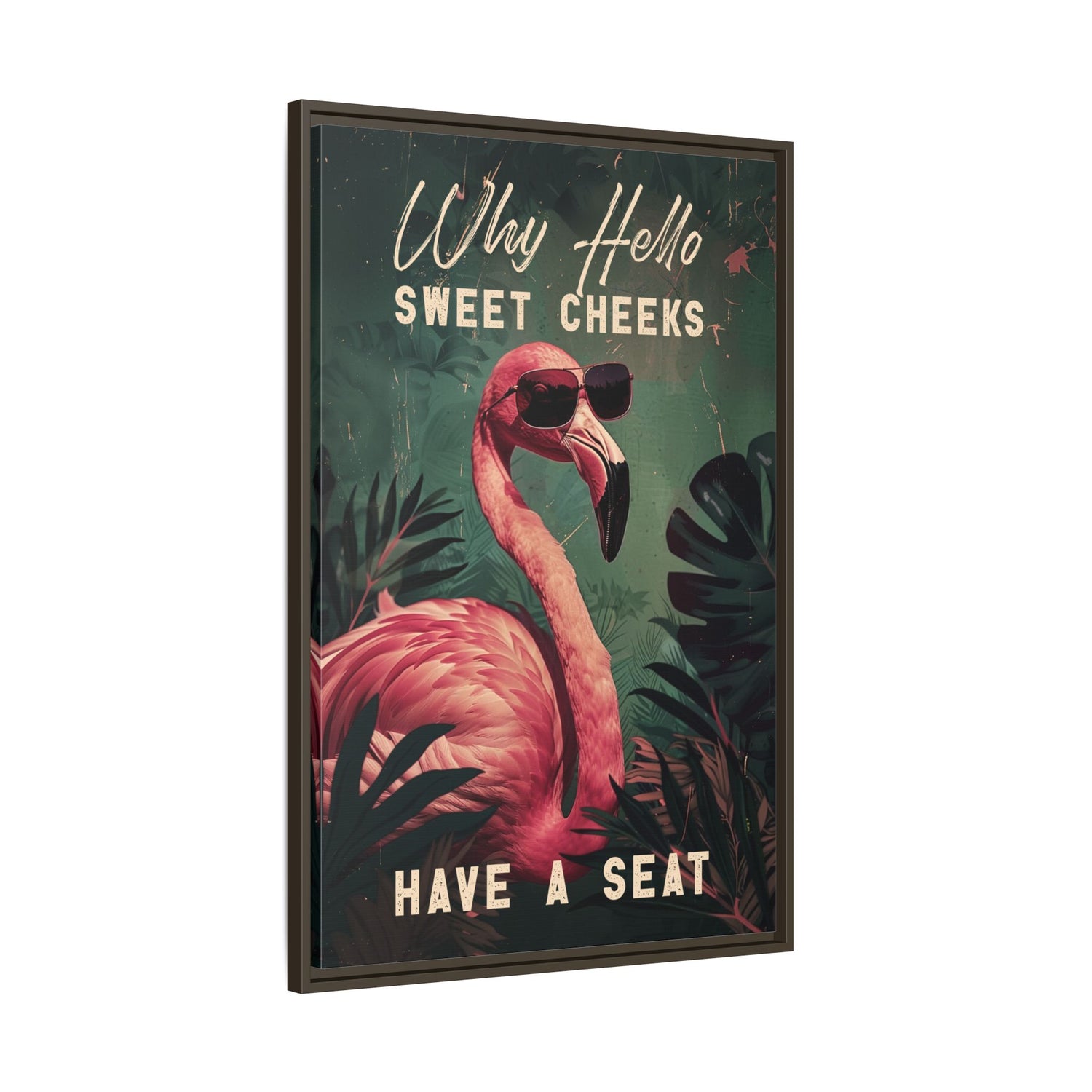 Framed Canvas - Sweet Cheeks Flamingo Welcome